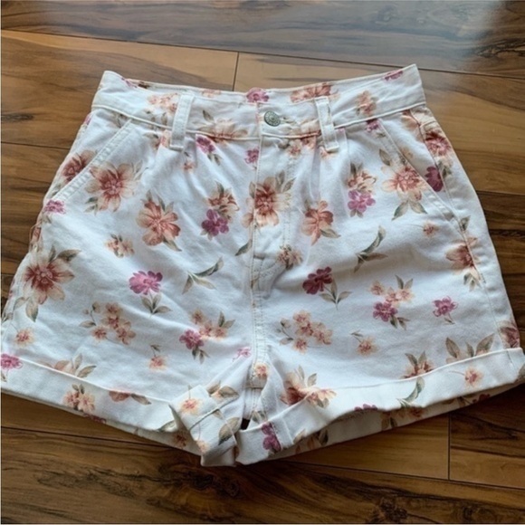 American retro floral high waisted denim shorts 00 - Picture 1 of 9